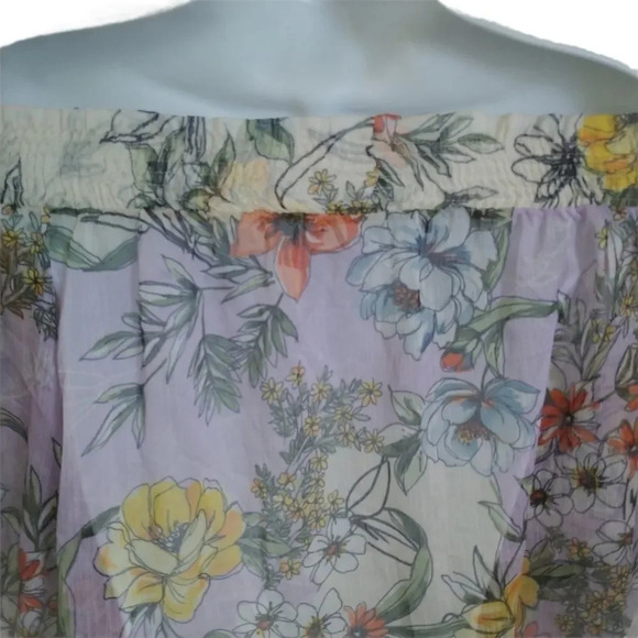 Italian Off-The-Shoulder Sheer Floral Blouse, S - Picture 8 of 9